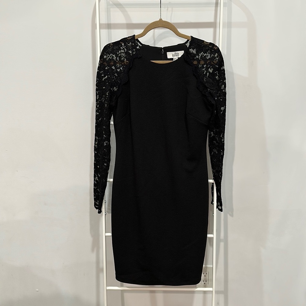 Belle Badgley Mischka Dress in Stretch Lace Sleeve - Size 6